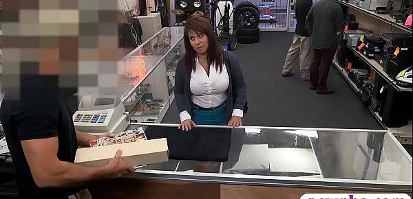  Busty MILF fucked by pawn keeper for her husbands bail
